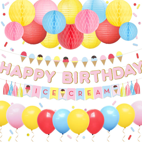Image of Ice Cream Happy Birthday Party Decor Kit