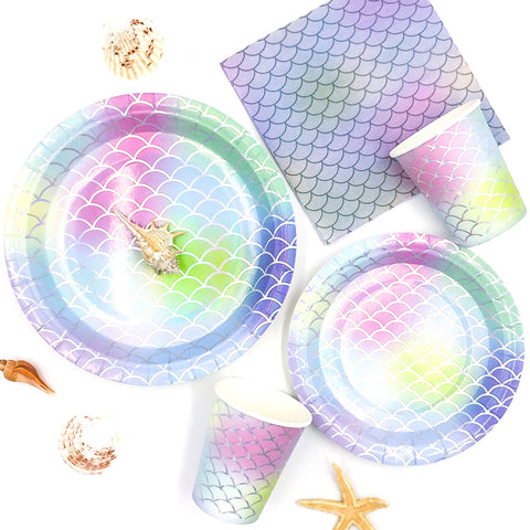 Image of Mermaid Disposable Clear Dinnerware Kit | Nicro Party 