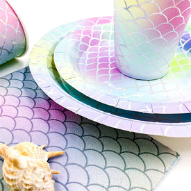 Mermaid Disposable Clear Dinnerware Kit | Nicro Party