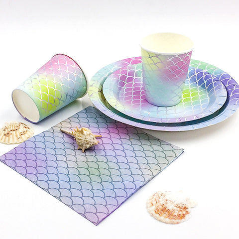 Image of Mermaid Disposable Clear Dinnerware Kit | Nicro Party 
