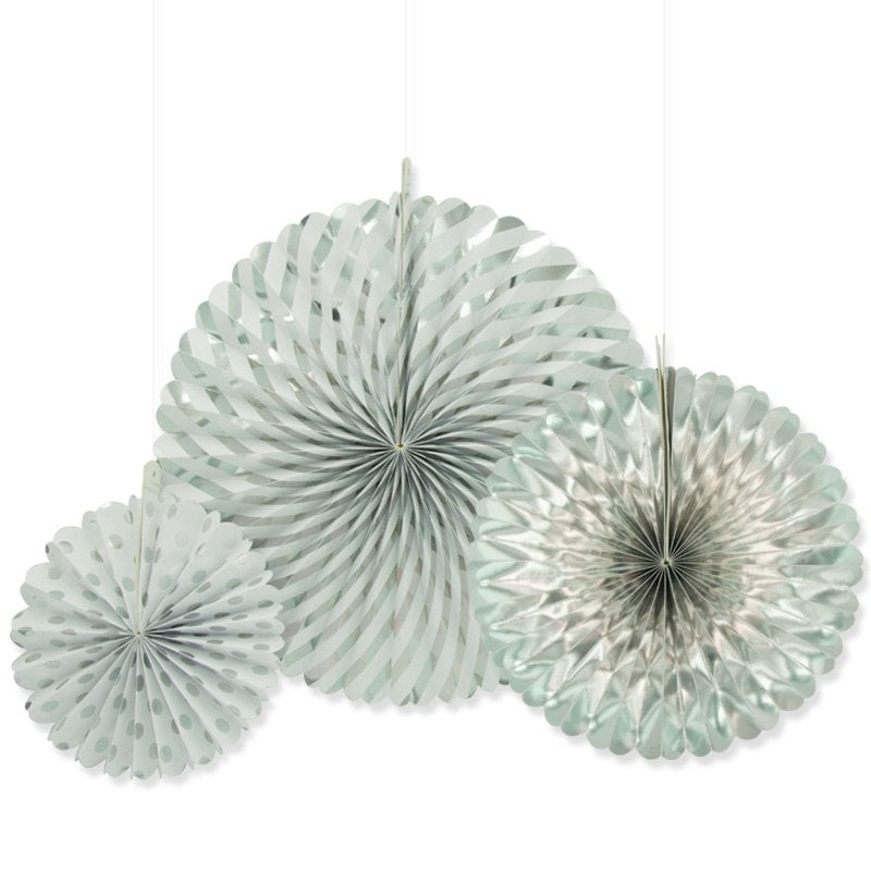 Gold Silver Dot Stripe Paper Fans