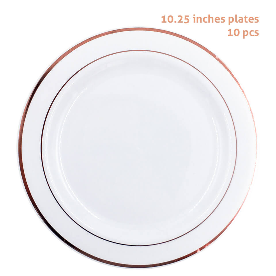 10 pcs/set Rose Gold Plastic Plates | Nicro Party