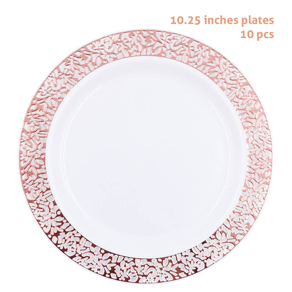 10 pcs/set Rose Gold Plastic Plates | Nicro Party
