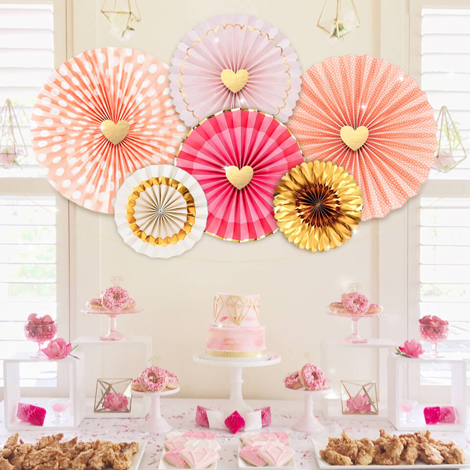 Rose Gold Pink Paper Fans Kit | Nicro Party