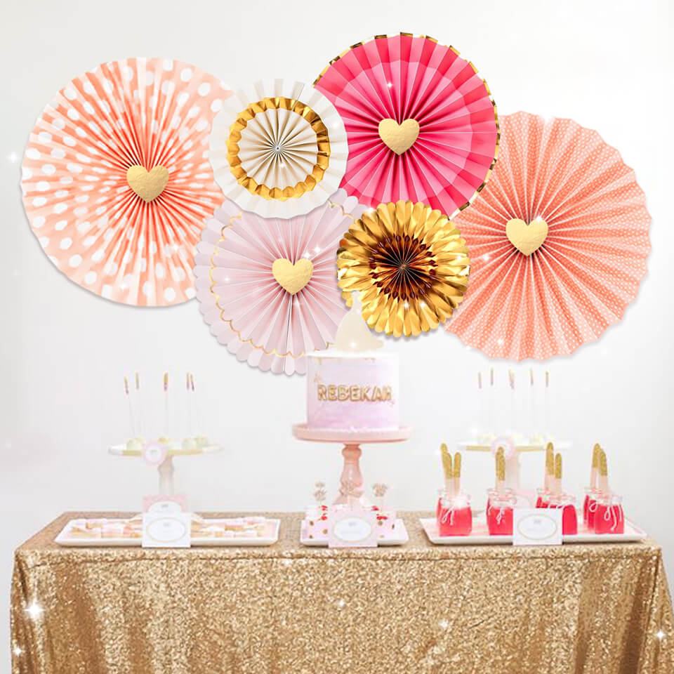 Rose Gold Pink Paper Fans Kit | Nicro Party