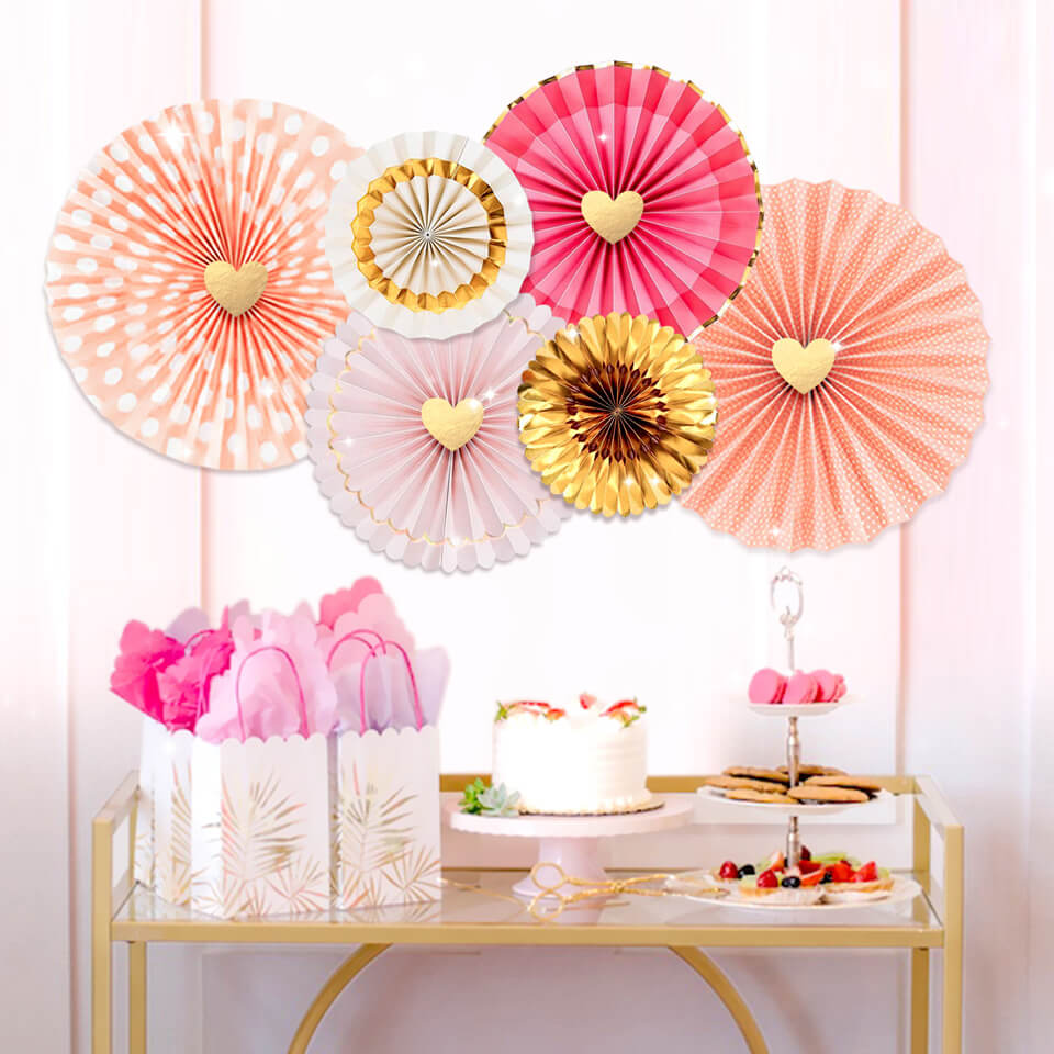 Rose Gold Pink Paper Fans Kit | Nicro Party