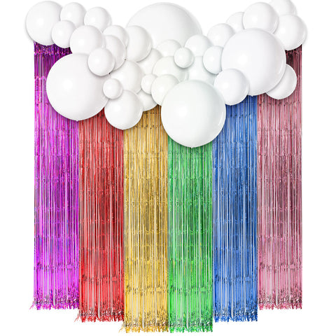 Image of Unicorn Theme Tassel Curtain Balloons Kit