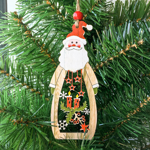 Image of  Wooden Christmas Santa Claus Snowman Pendant | Nicro Party