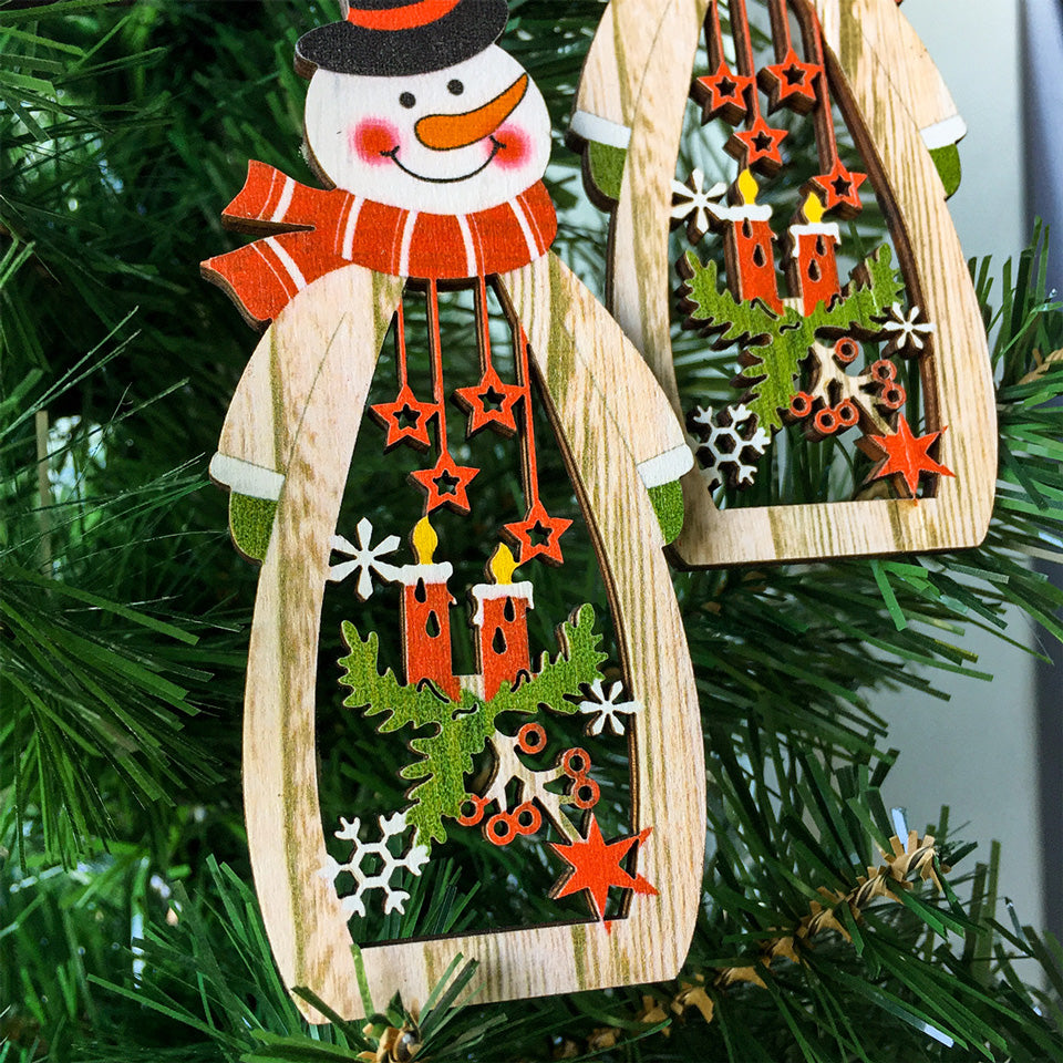  Wooden Christmas Santa Claus Snowman Pendant | Nicro Party