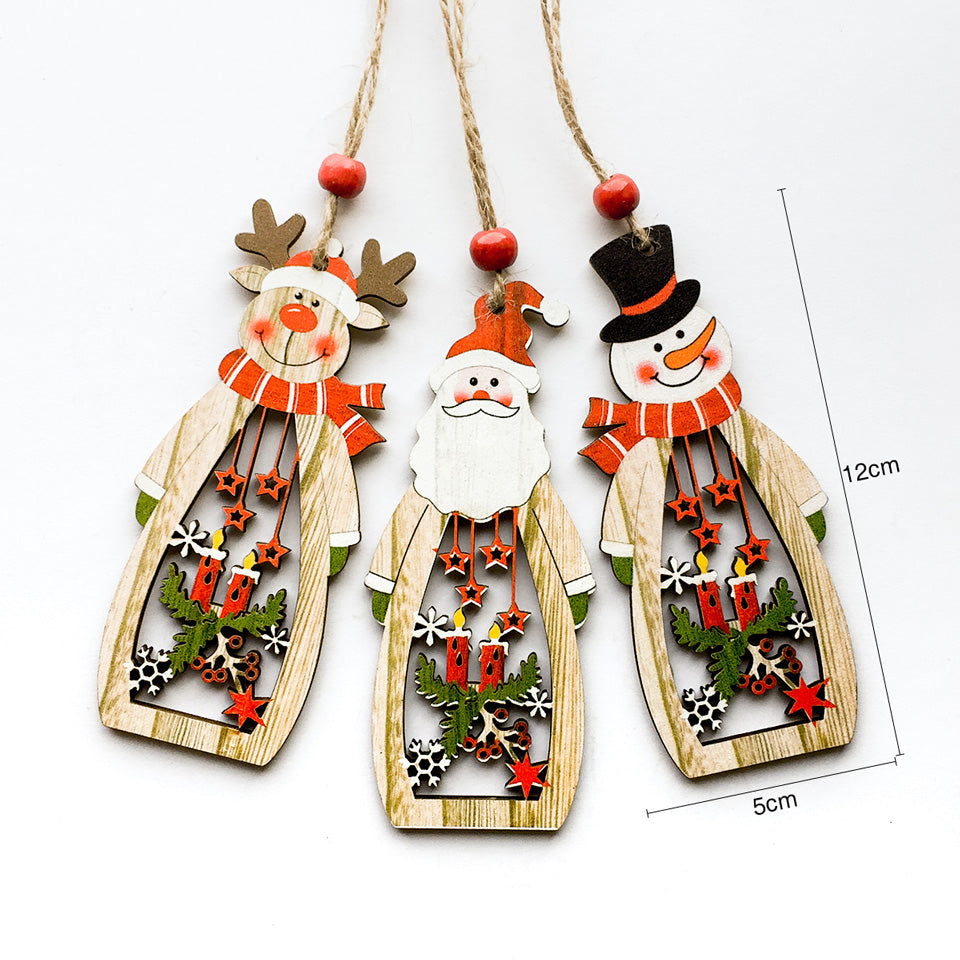  Wooden Christmas Santa Claus Snowman Pendant | Nicro Party