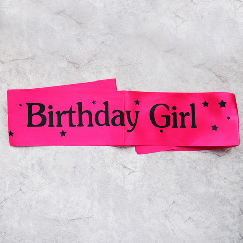 Image of birthday girl sash party decoration rose red black