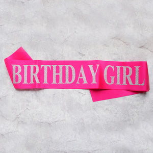 birthday girl sash party decoration rose red silver