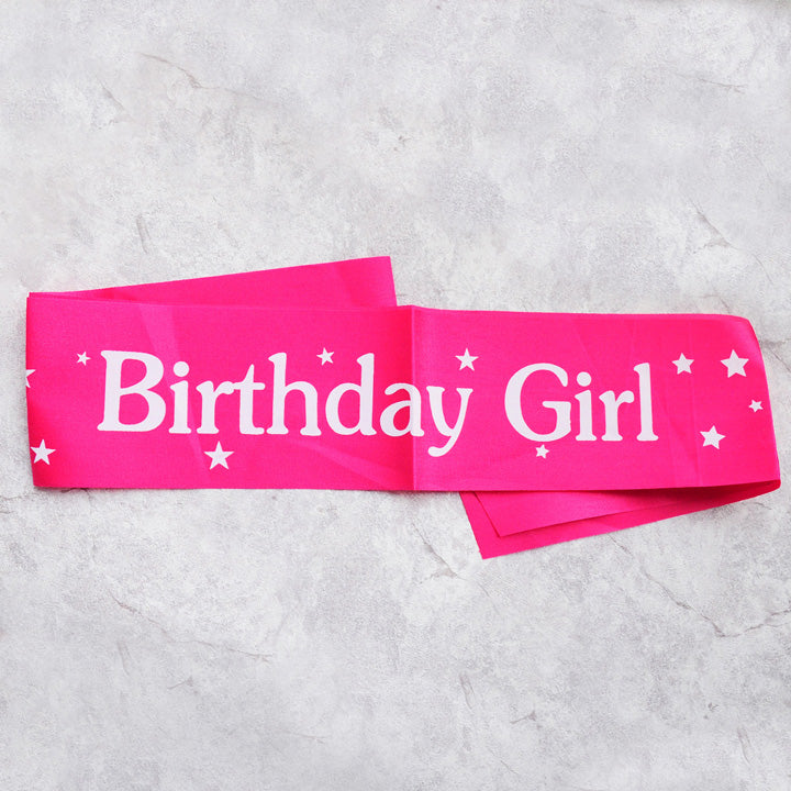 birthday girl sash party decoration rose red white