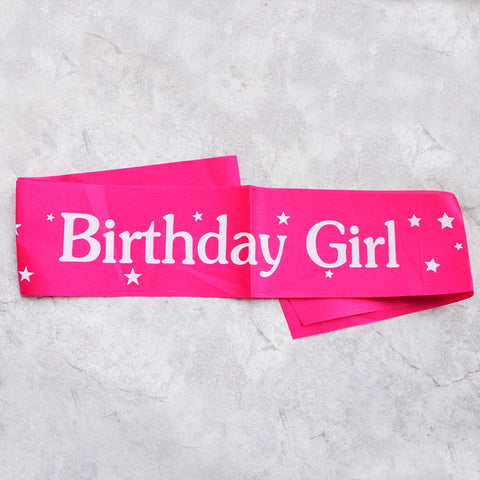 Image of birthday girl sash party decoration rose red white