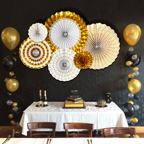 Image of Gold Birthday Party Decorations Fans