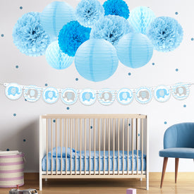 Blue Elephant Boy  Baby Shower Kit