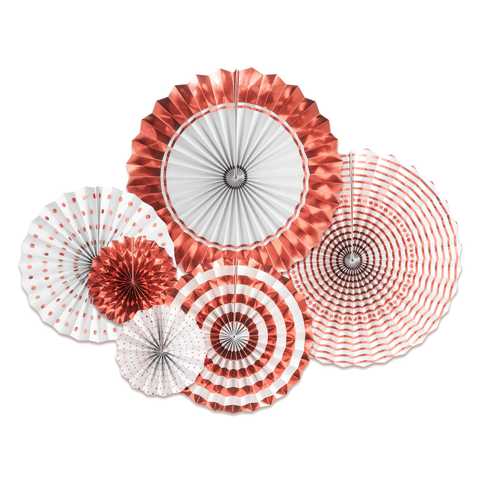 Rose Gold Paper Fans Set