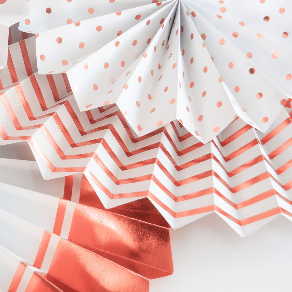 Rose Gold Paper Fans details
