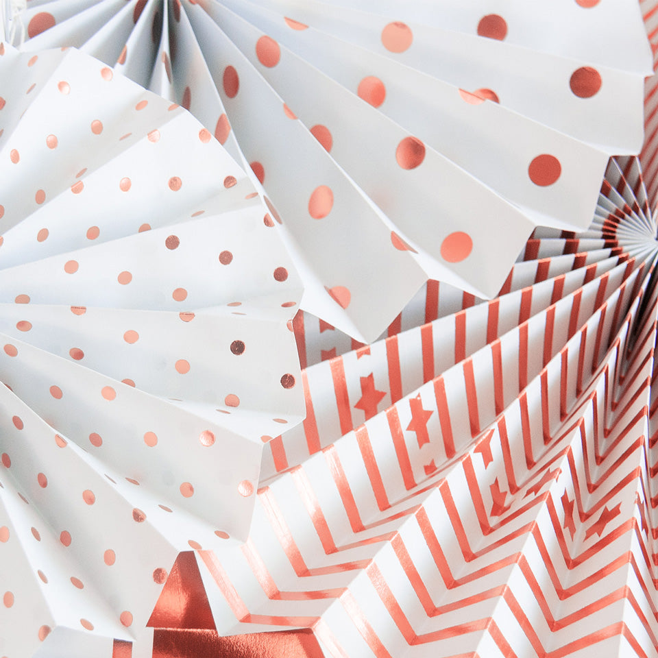 Rose Gold Paper Fans details