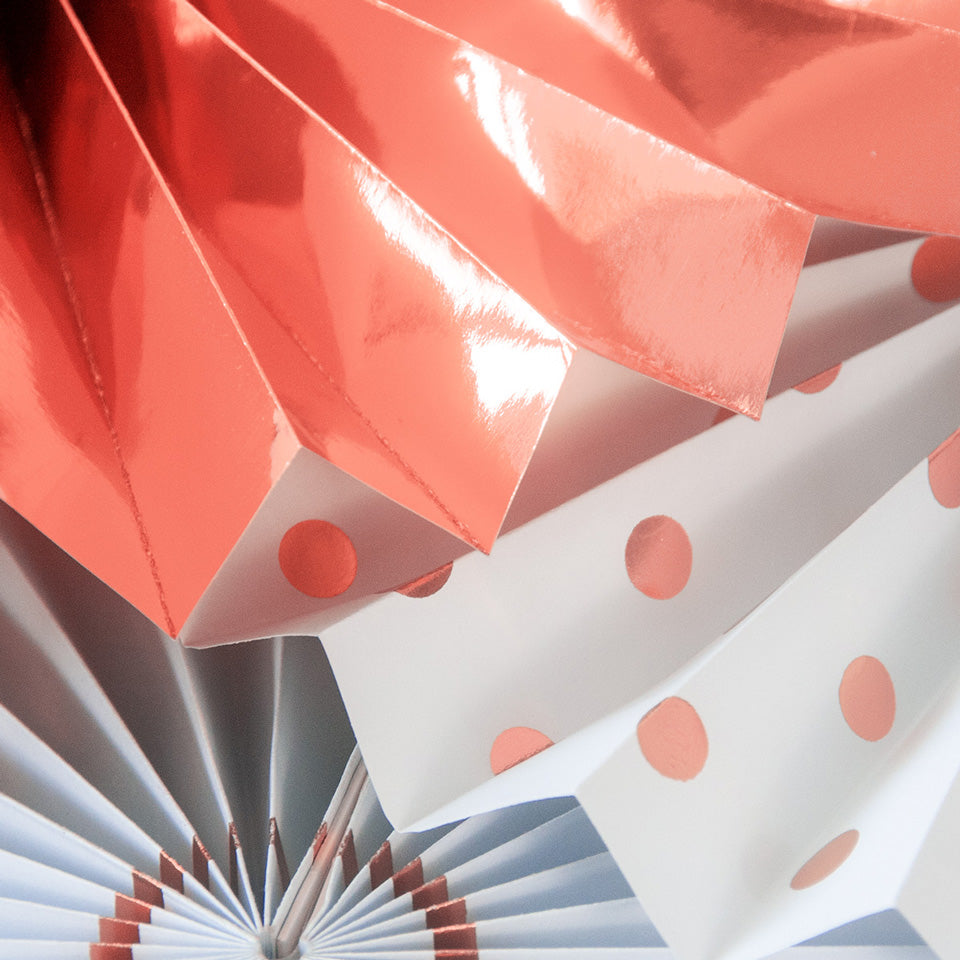 Rose Gold Paper Fans details