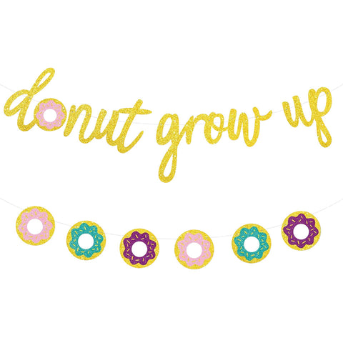 Image of Donut Grow Up Kids Birthday Decoration garland