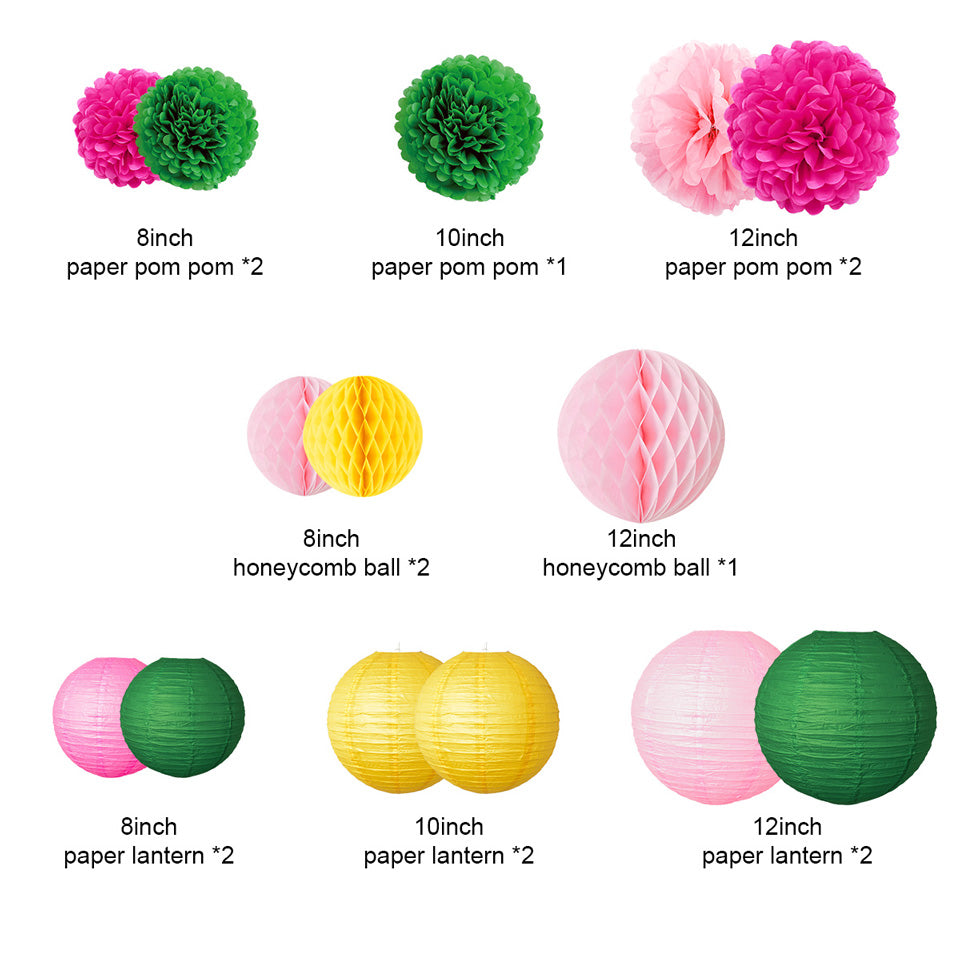 Flamingo lanterns flowers