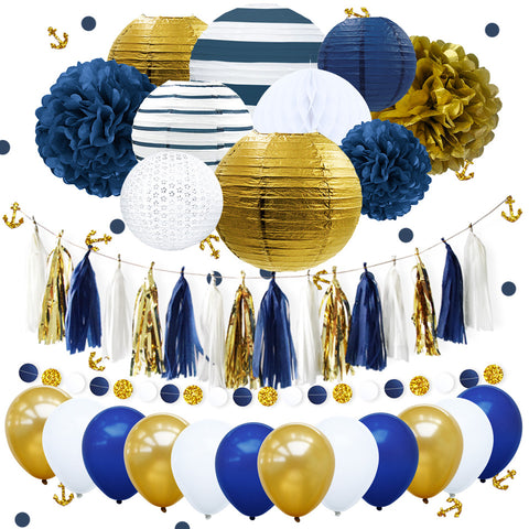 Image of navy party decorations