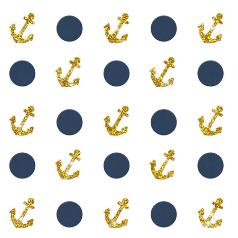 Image of navy party decorations confetti