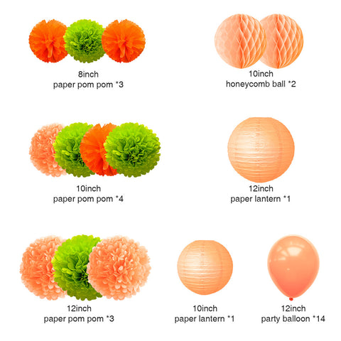 Image of Orange Green Party Decoration Kit details