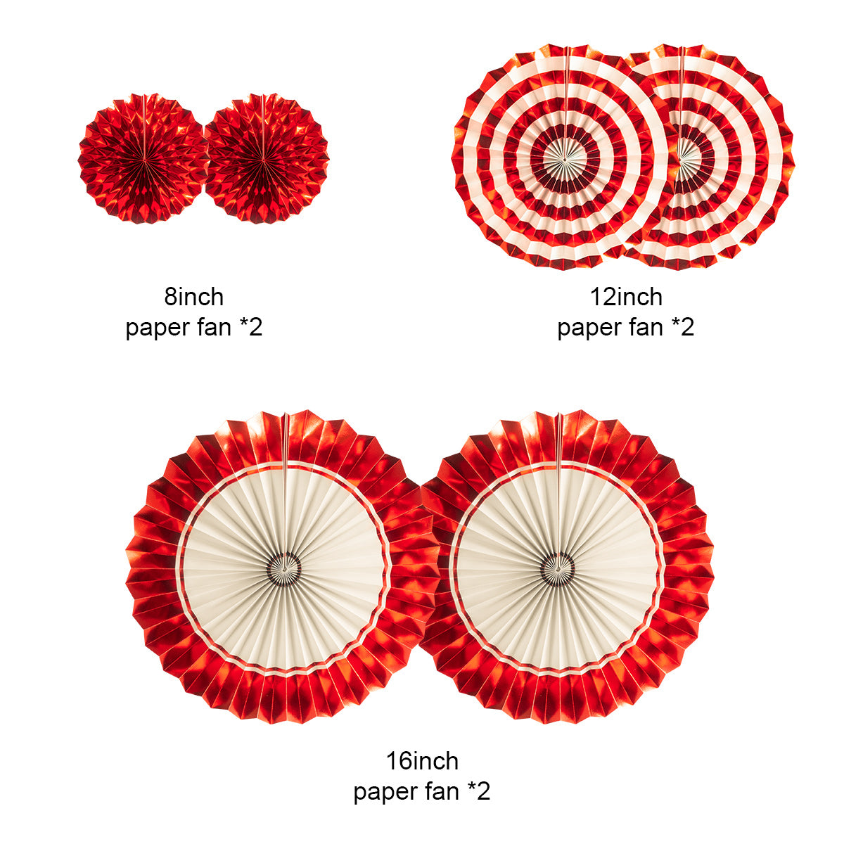 Wine Red Paper Fans size