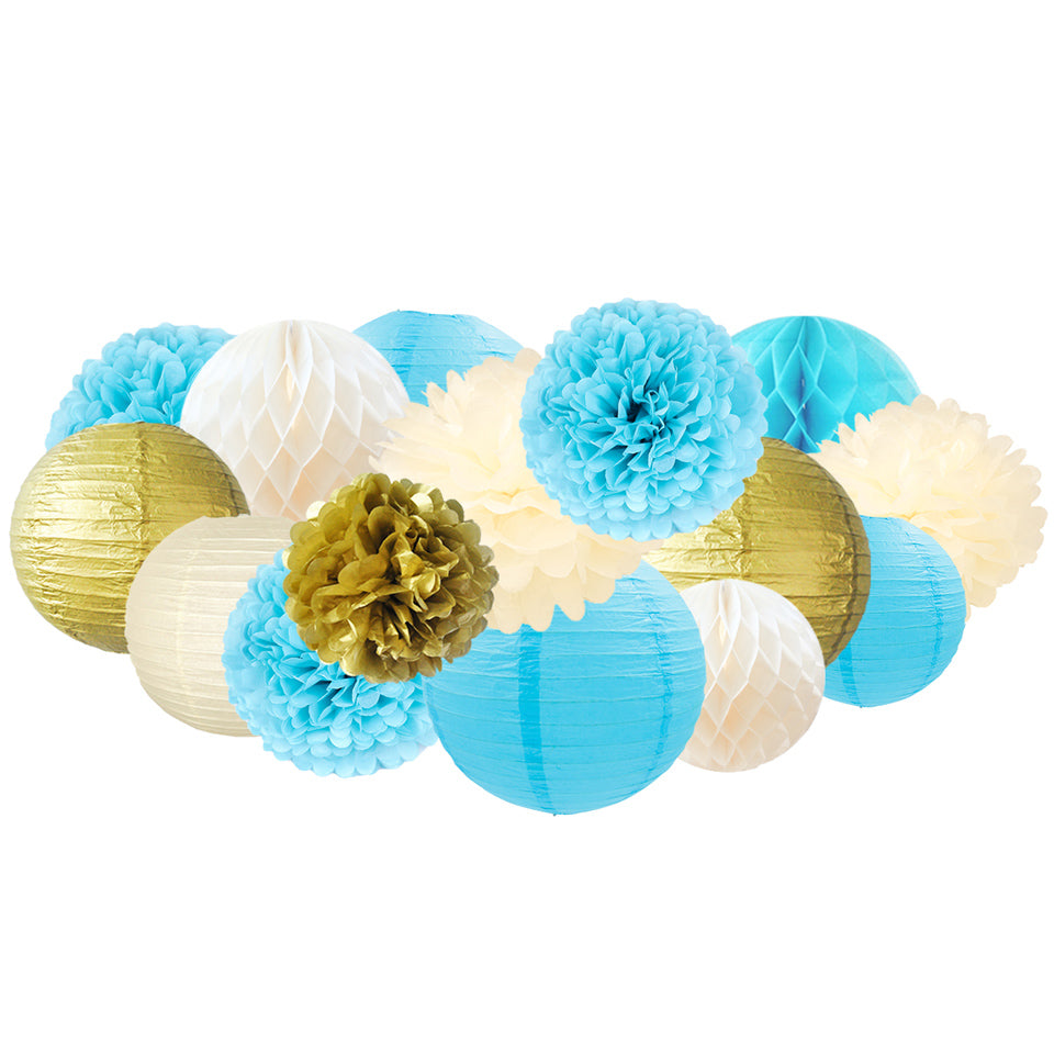 Paper Flowers Lanterns Kit 15 pcs