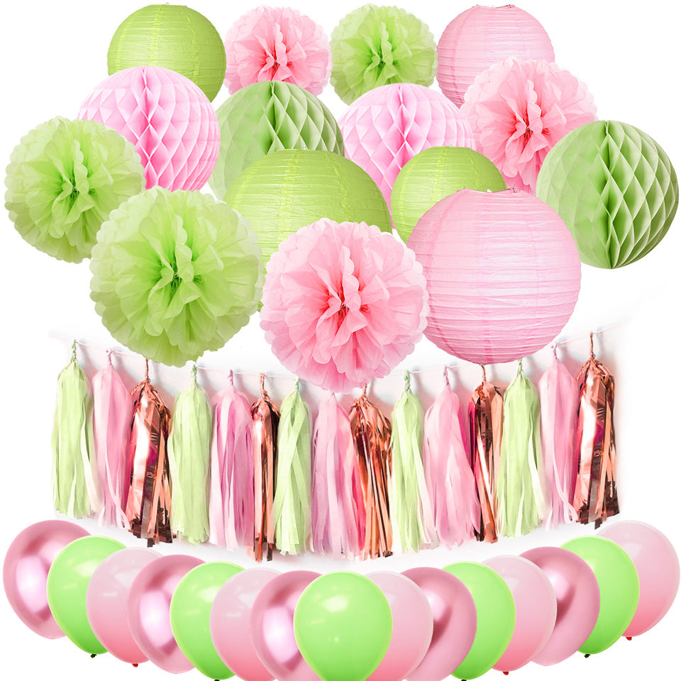 Pink Green Party Decoration Kit
