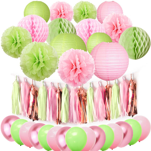 Image of Pink Green Party Decoration Kit