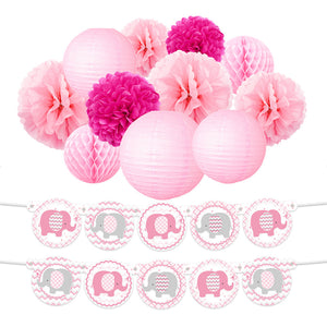 Pink Elephant Girl  Baby Shower Kit