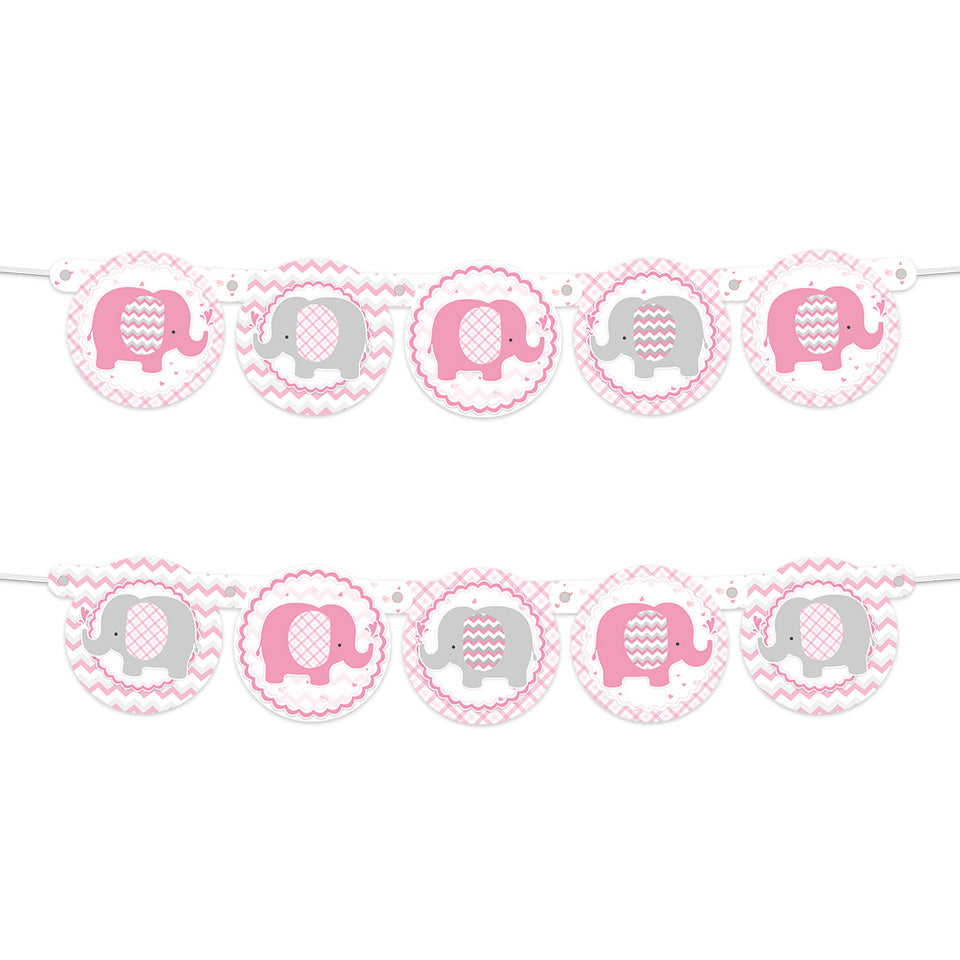 Pink Elephant Girl  Baby Shower banner
