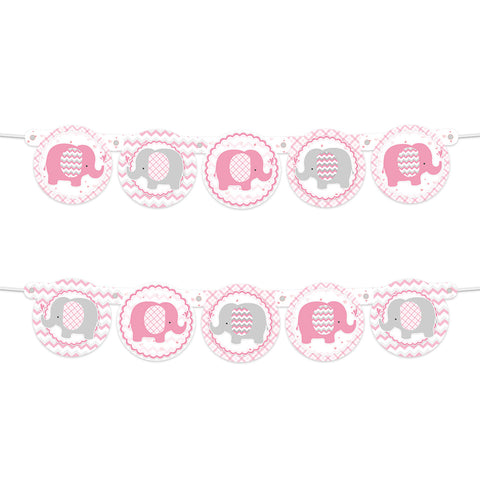 Image of Pink Elephant Girl  Baby Shower banner