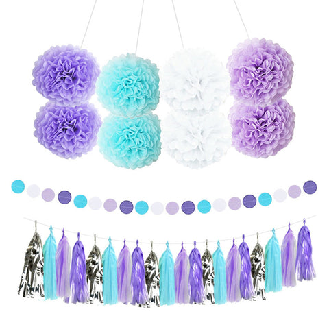 Image of Purple Blue White Party Decor