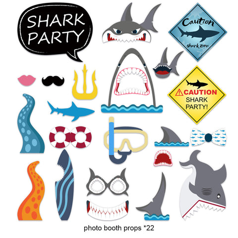 Image of Shark Birthday Party Decoration Photo props
