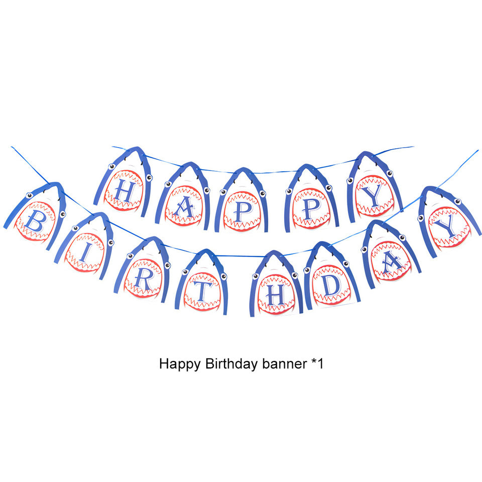 Shark Birthday Party Decoration banner