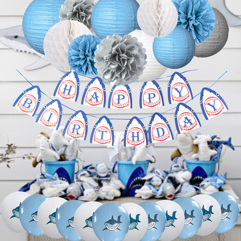 Image of Shark Birthday Party Decoration kit