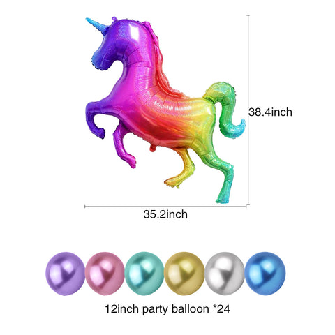 Unicorn balloons size